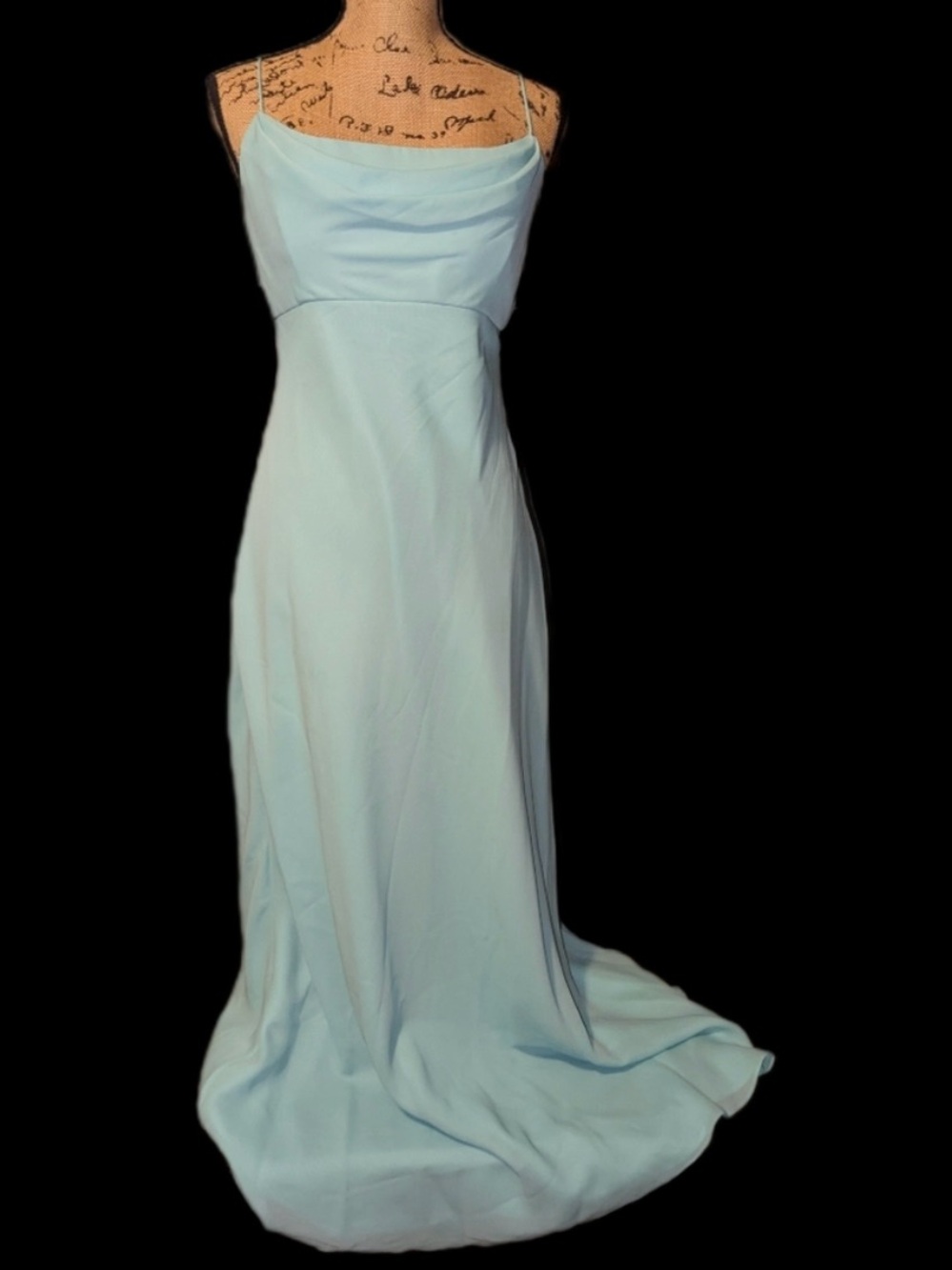 Michaelangelo Soft Blue Spaghetti Strap Maxi Dress